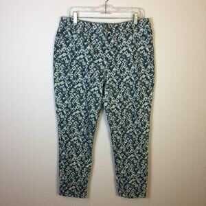 Chico's Platinum Denim Jeans Jeggings Sz 2 Womans L/12 Blue Ikat Printed Stretch